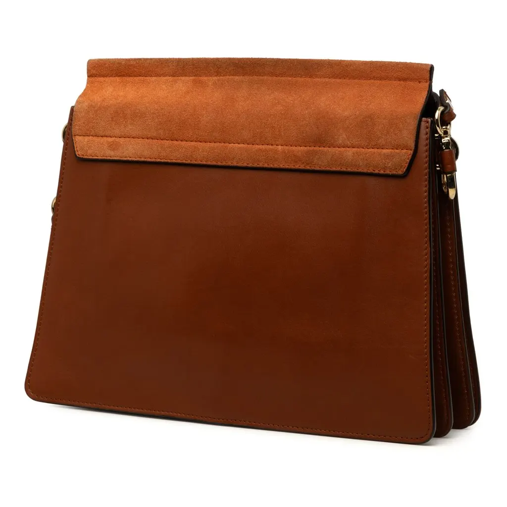 Chloé Medium Calfskin and Suede Faye Crossbody Brown Leather Very good - Back View