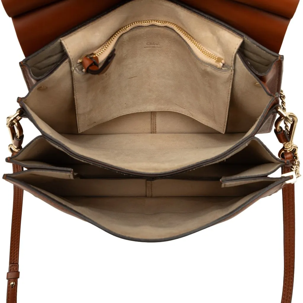 Chloé Medium Calfskin and Suede Faye Crossbody Brown Leather Very good - Model View