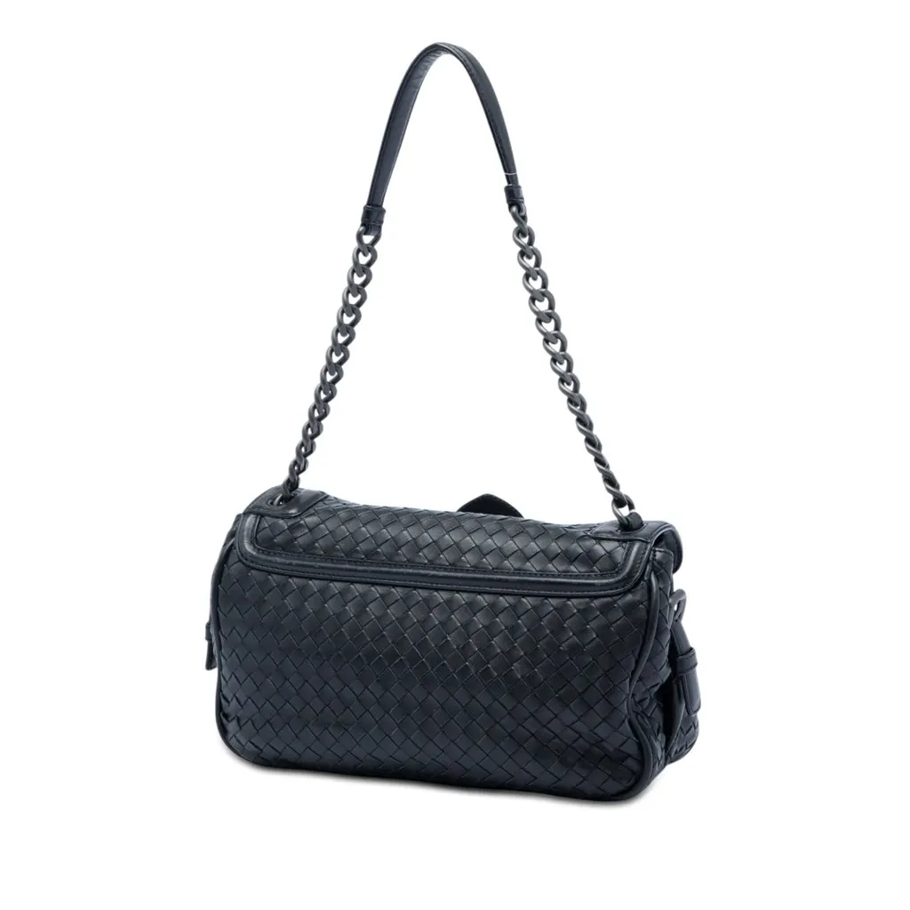 Bottega Veneta Nappa Intrecciato Rialto Shoulder Bag Black Leather Very good - Back View