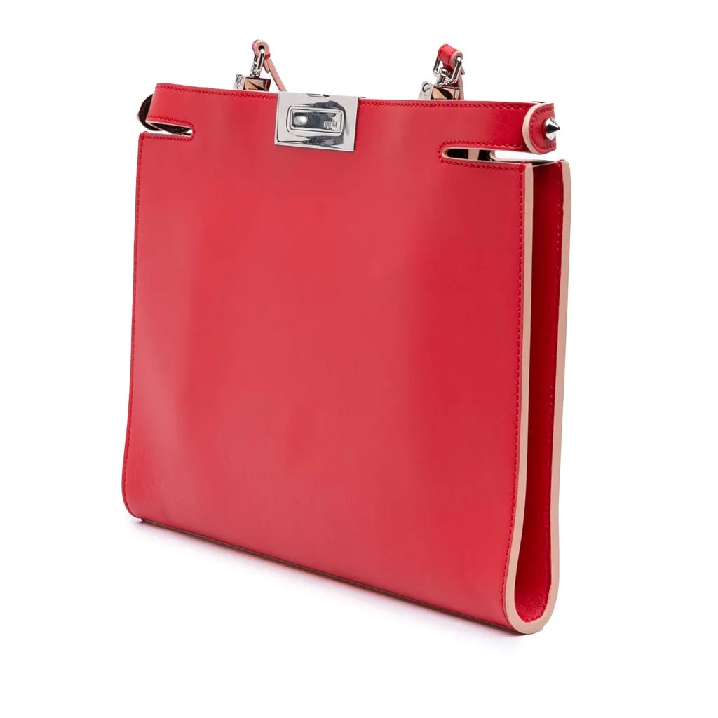 Fendi Leather Peekaboo Clutch Crossbody Red Leather Very good - Back View