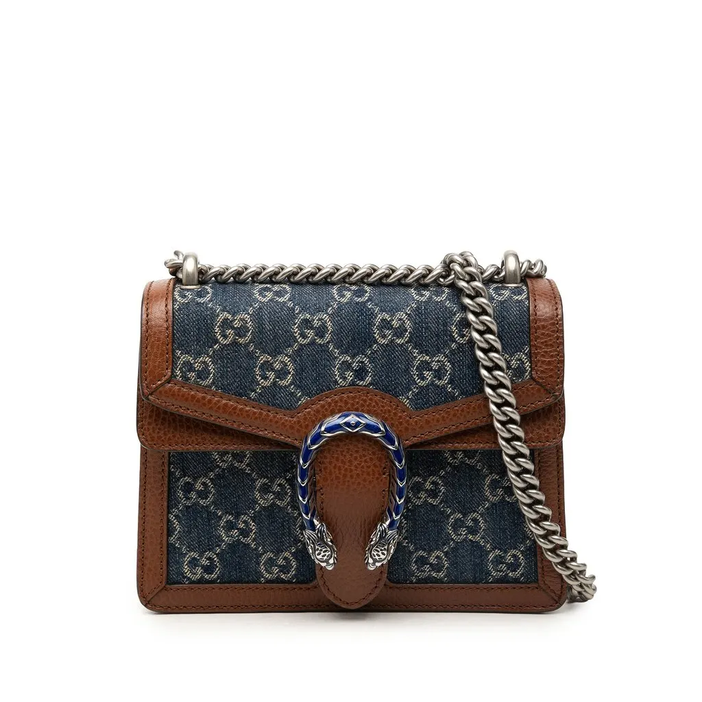 Gucci Small GG Denim Dionysus Crossbody Blue Very good - Front View