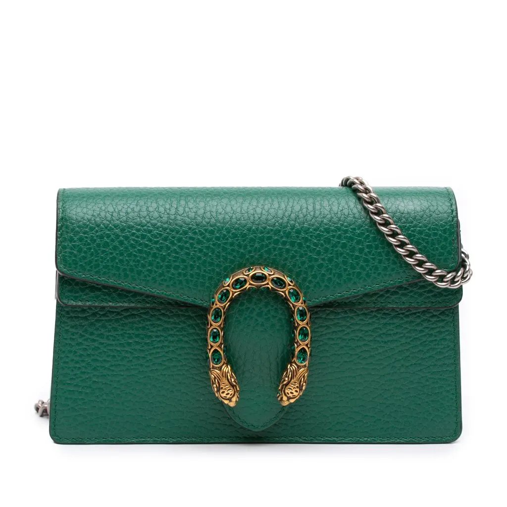 Gucci Mini Calfskin Dionysus Crossbody Green Leather Good - Front View