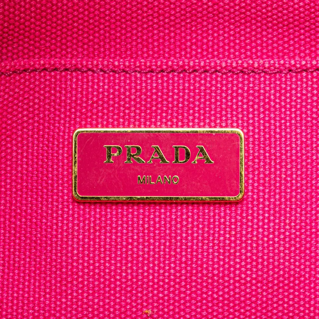 Prada Small Canvas Canapa Logo Satchel Pink Very good - Box View
