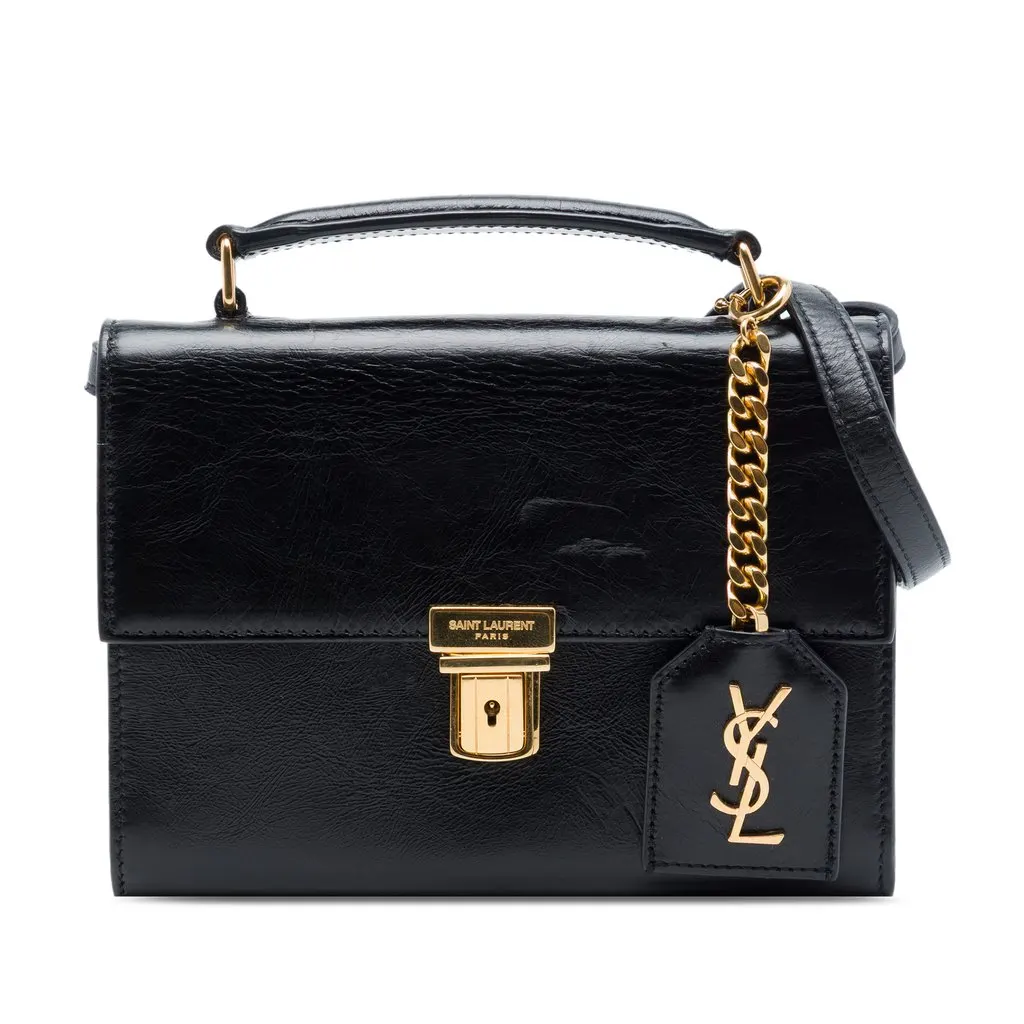 Saint Laurent Mini Aged Calfskin High School Satchel Black Leather Very good - Front View