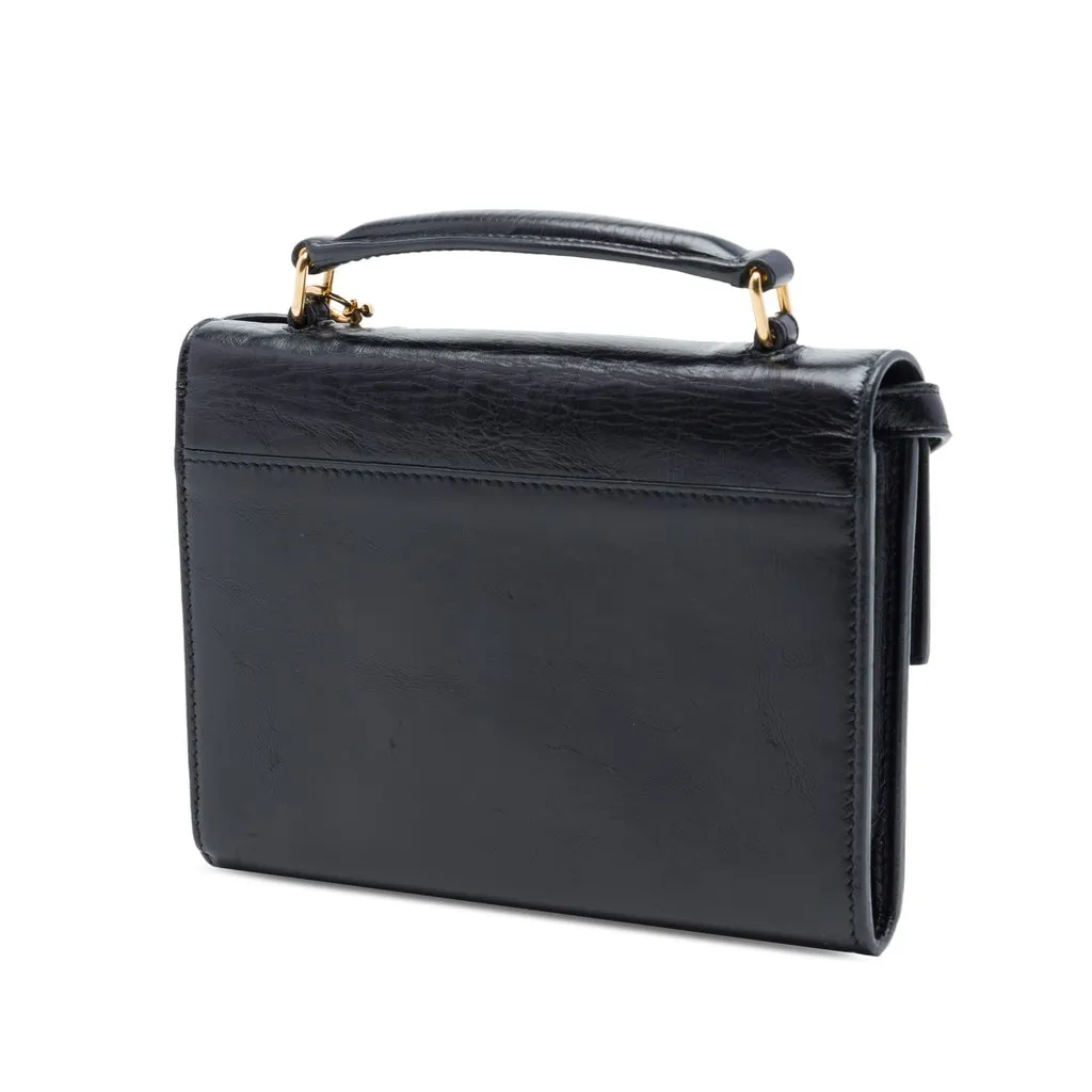 Saint Laurent Mini Aged Calfskin High School Satchel Black Leather Very good - Back View