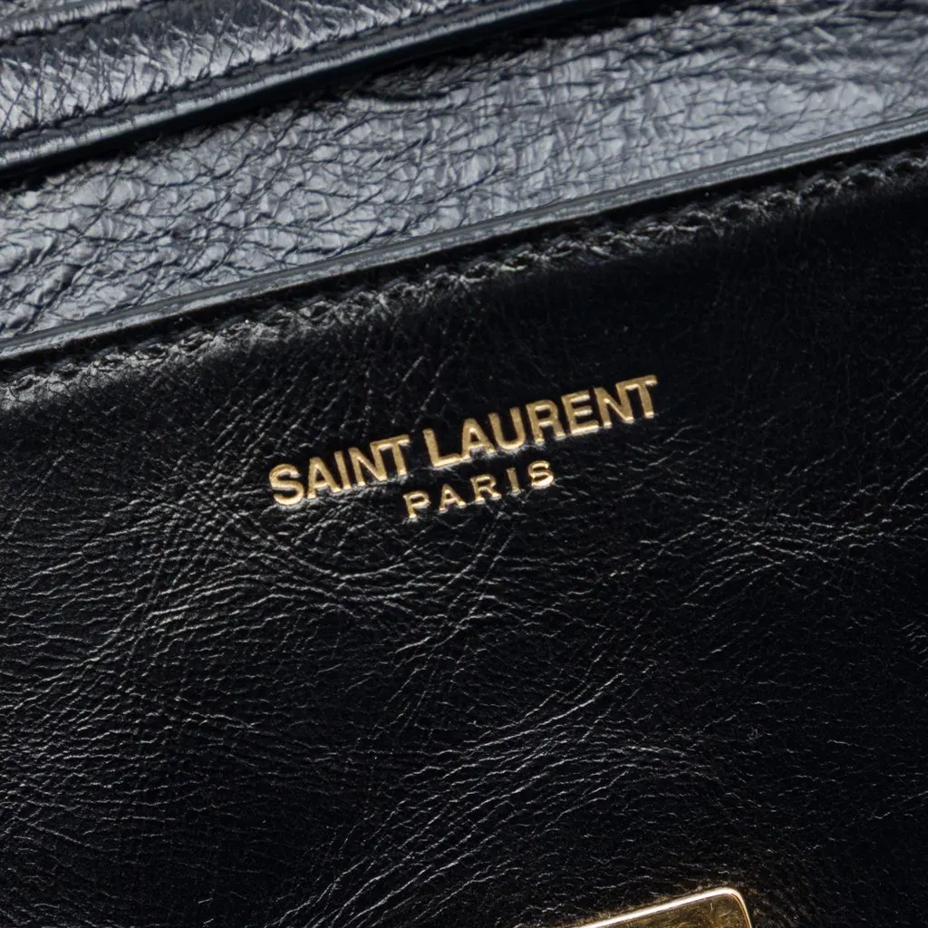 Saint Laurent Mini Aged Calfskin High School Satchel Black Leather Very good - Box View