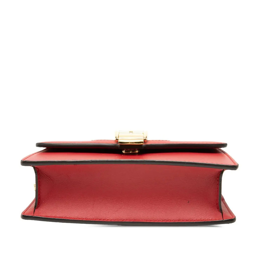 Gucci Super Mini Calfskin Sylvie Chain Crossbody Red Leather Very good - Inside View