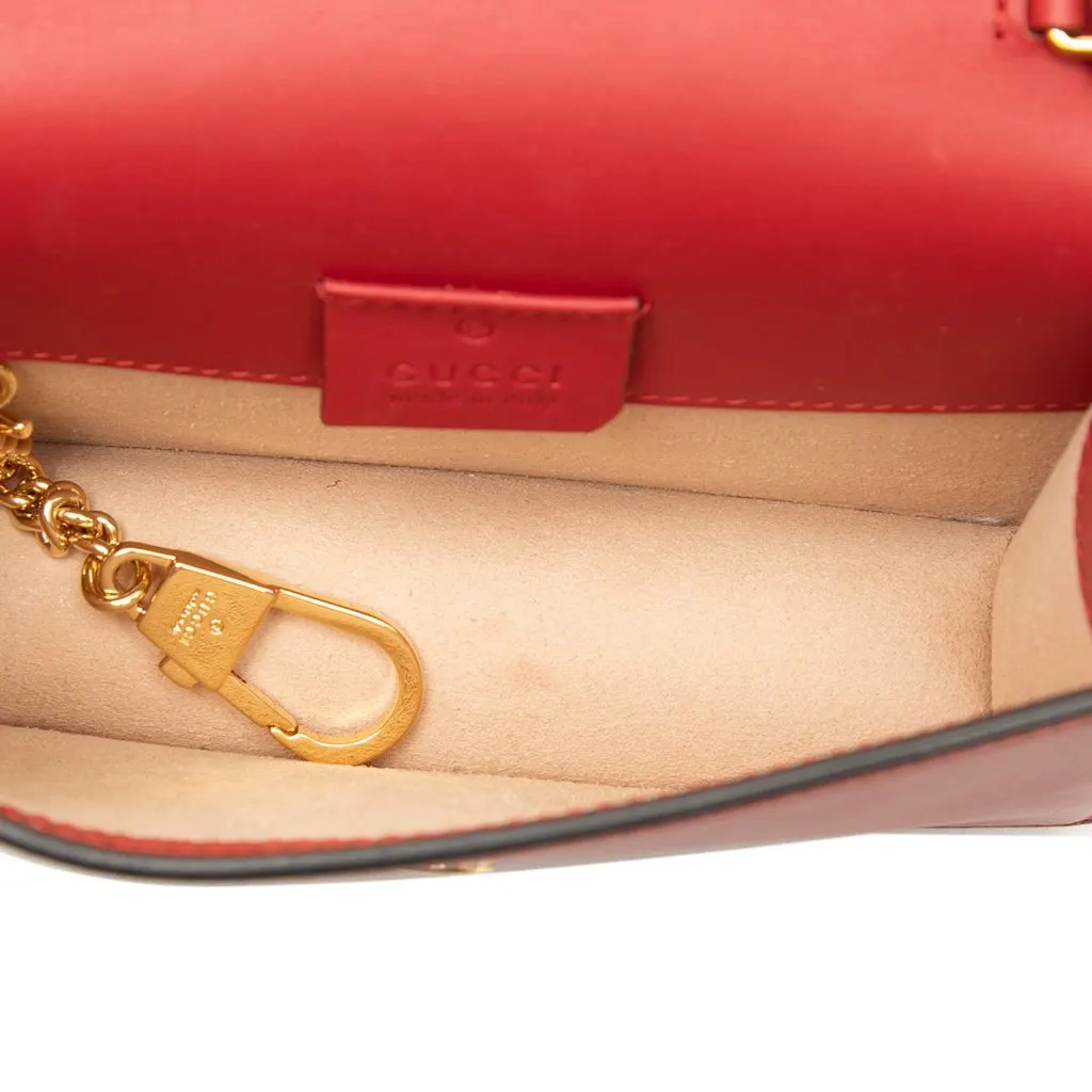 Gucci Super Mini Calfskin Sylvie Chain Crossbody Red Leather Very good - Model View