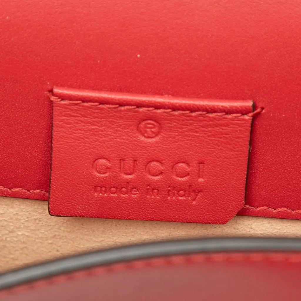 Gucci Super Mini Calfskin Sylvie Chain Crossbody Red Leather Very good - Box View