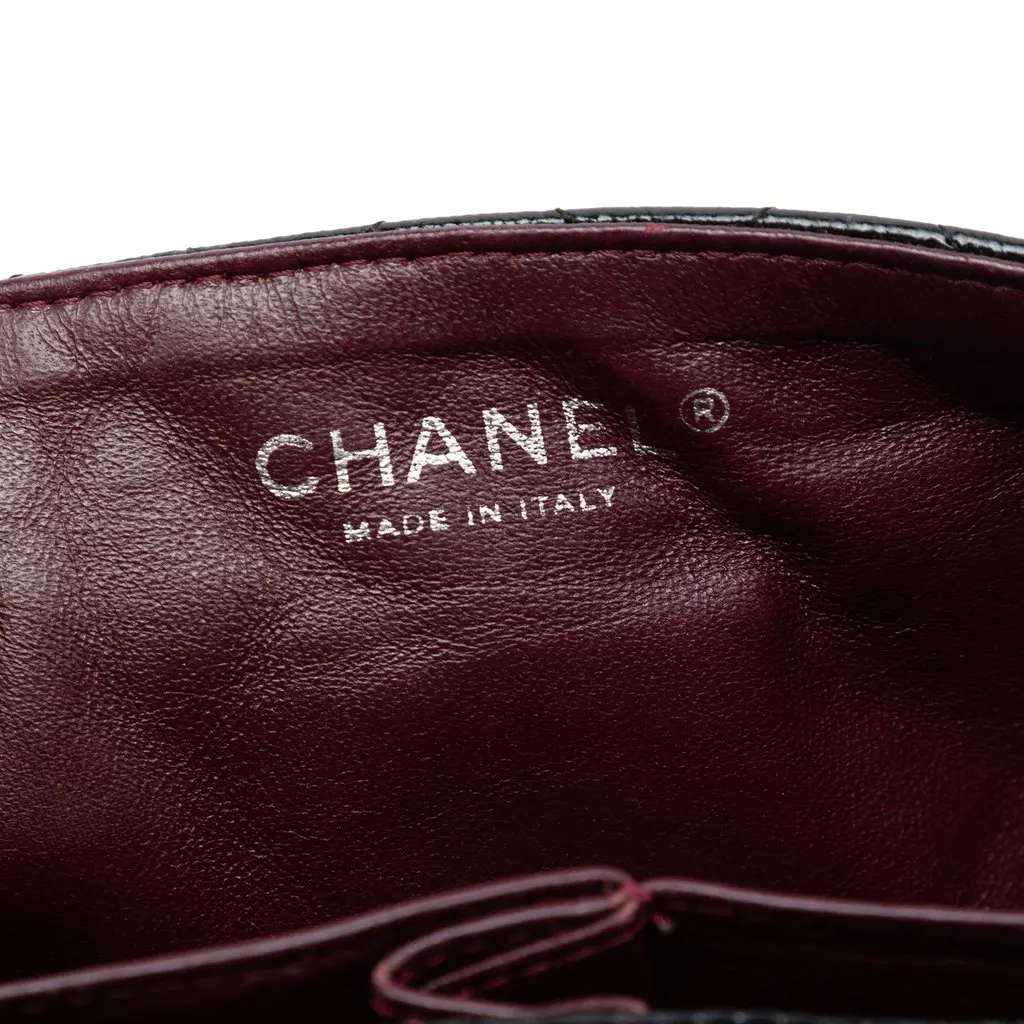 Chanel Quilted Crinkled Patent East West Single Flap Black Leather Good - Box View