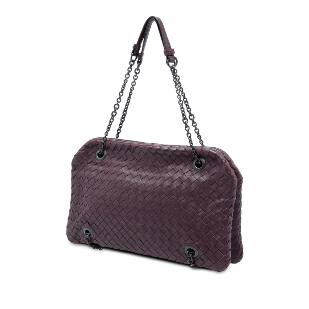 Bottega Veneta Nappa Intrecciato Duo Shoulder Bag Purple Leather Good - Back View