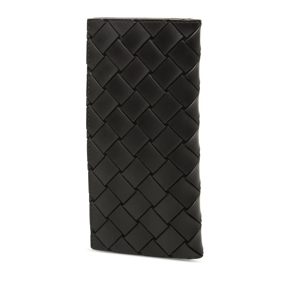 Bottega Veneta Calfskin Intrecciato Bifold Long Wallet Black Leather Very good - Back View