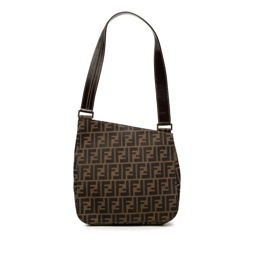 Fendi Zucca Canvas Shoulder Bag Brown Very good - Front View