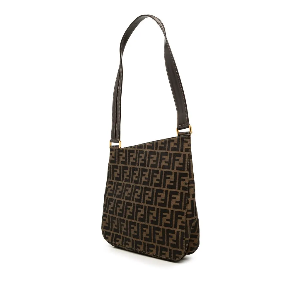 Fendi Zucca Canvas Shoulder Bag Brown Very good - Back View