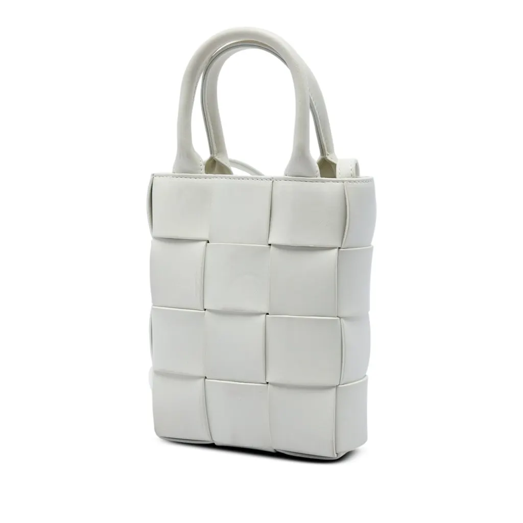 Bottega Veneta Mini Maxi Nappa Intrecciato North South Casette Tote White Leather Very good - Back View