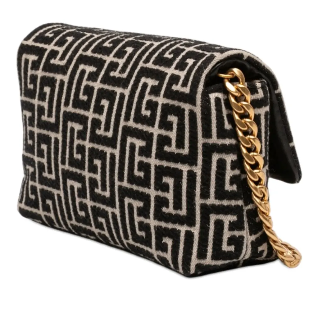 Balmain Mini Monogram Jacquard 1945 Crossbody Black Very good - Back View