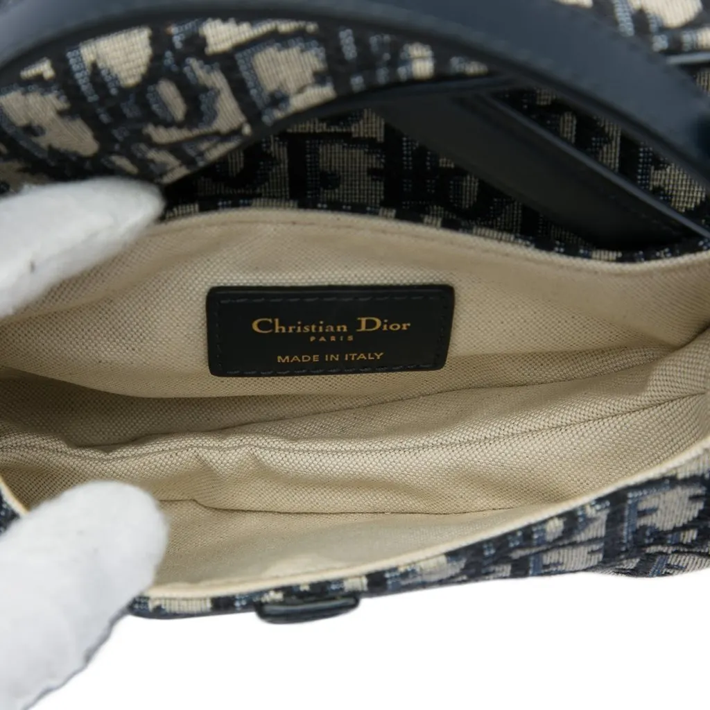 Dior Mini Oblique Canvas Saddle Bag Blue Canvas Very good - Model View