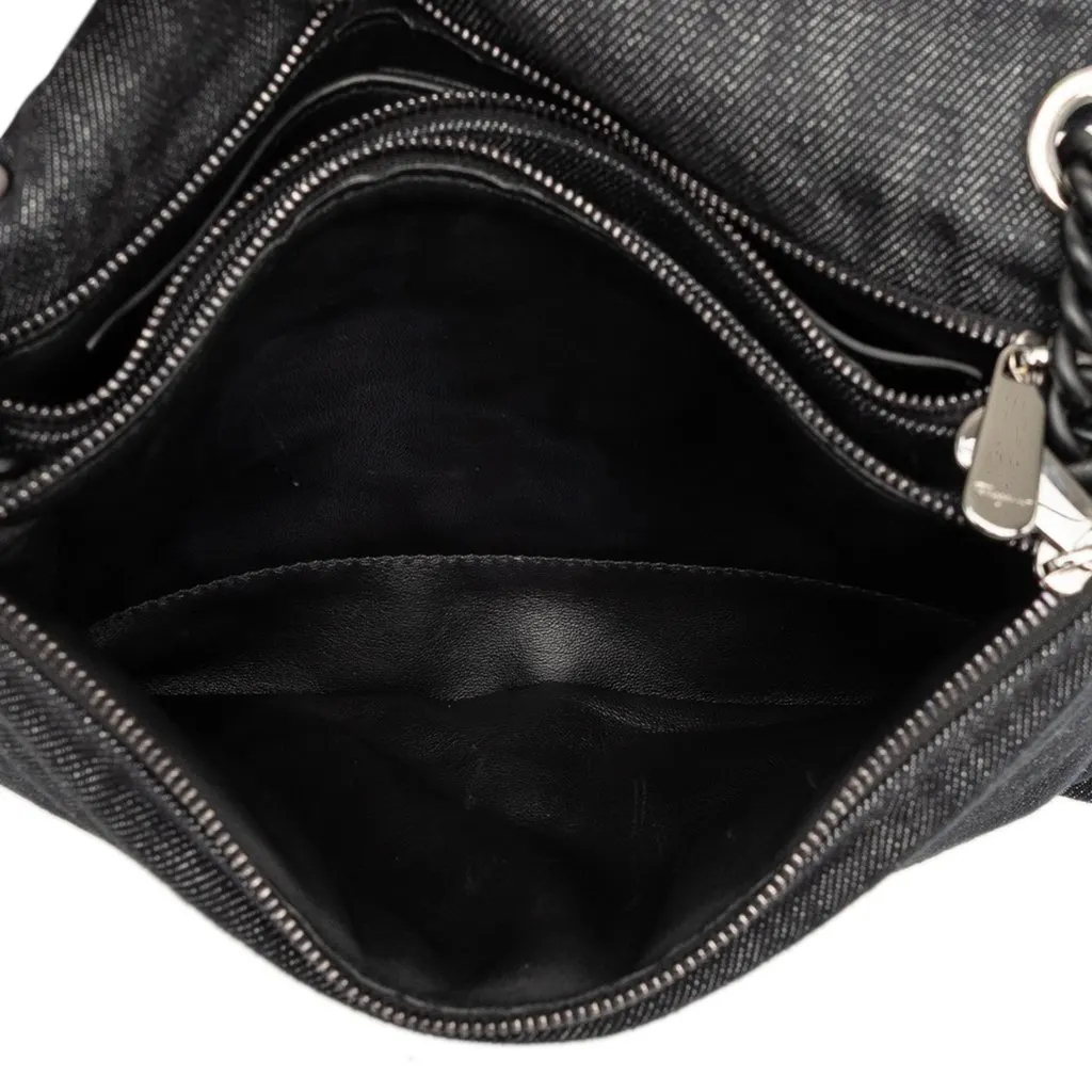 Salvatore Ferragamo Small Denim Viva Bow Shoulder Bag Black Very good - Model View