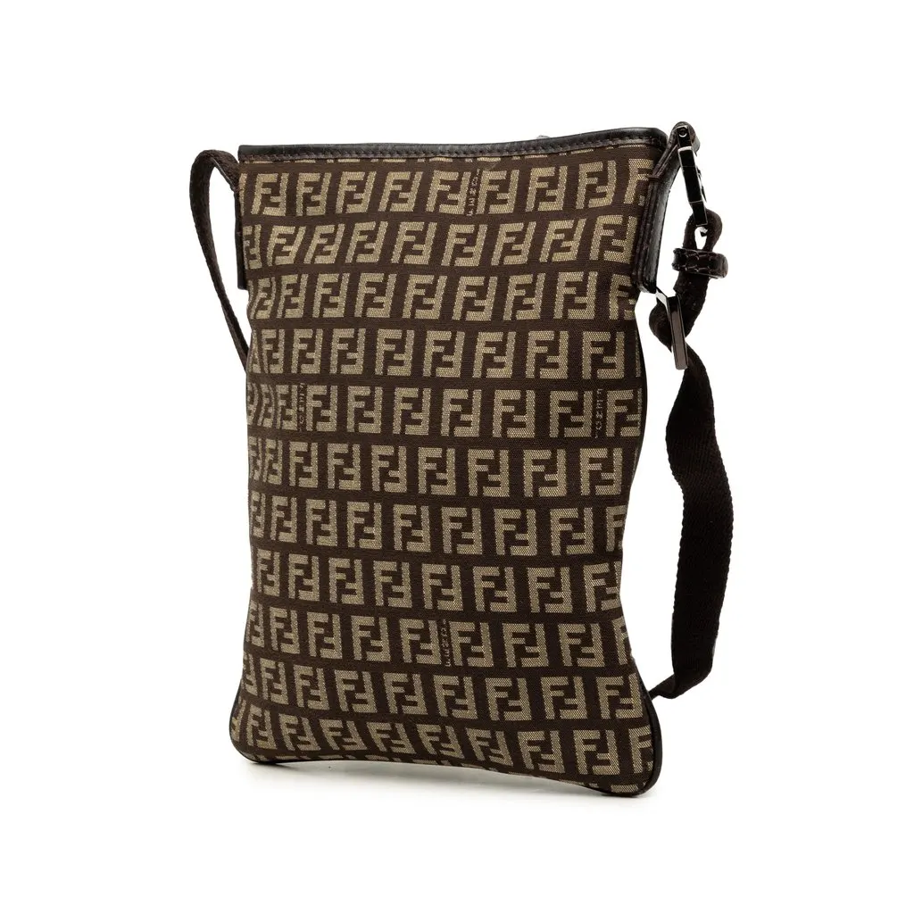 Fendi Zucchino Canvas Crossbody Brown Very good - Back View