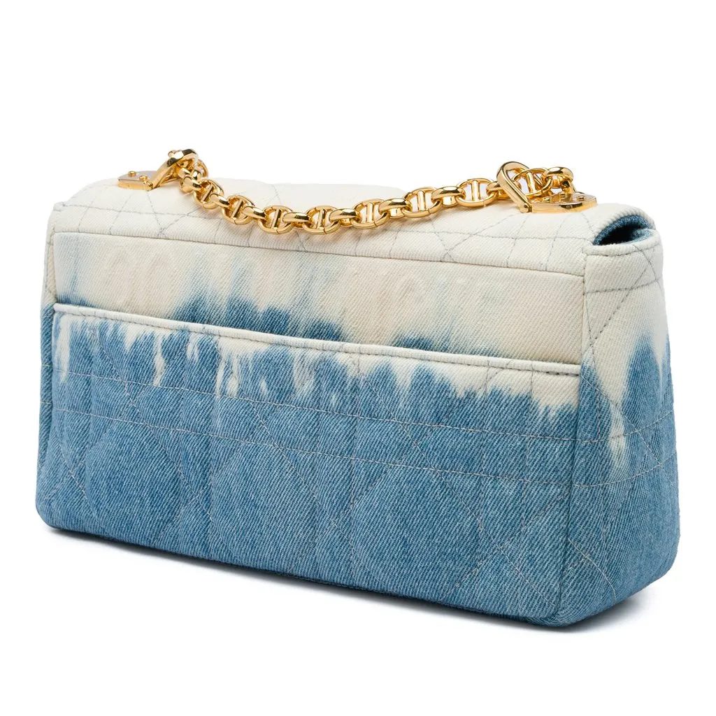 Dior Medium Denim Tie Dye Macrocannage Caro Bag Blue Denim Very good - Back View