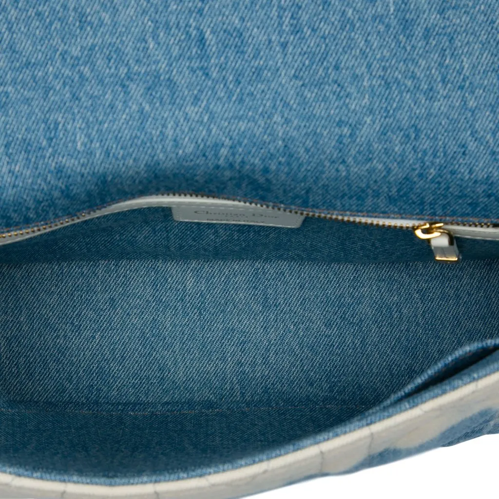 Dior Medium Denim Tie Dye Macrocannage Caro Bag Blue Denim Very good - Model View