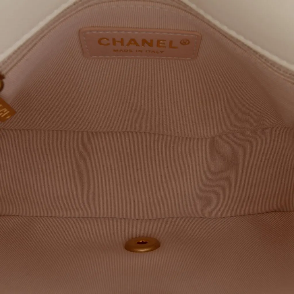 Chanel Small Quilted Lambskin On And On Chain Flap White Leather Very good - Model View