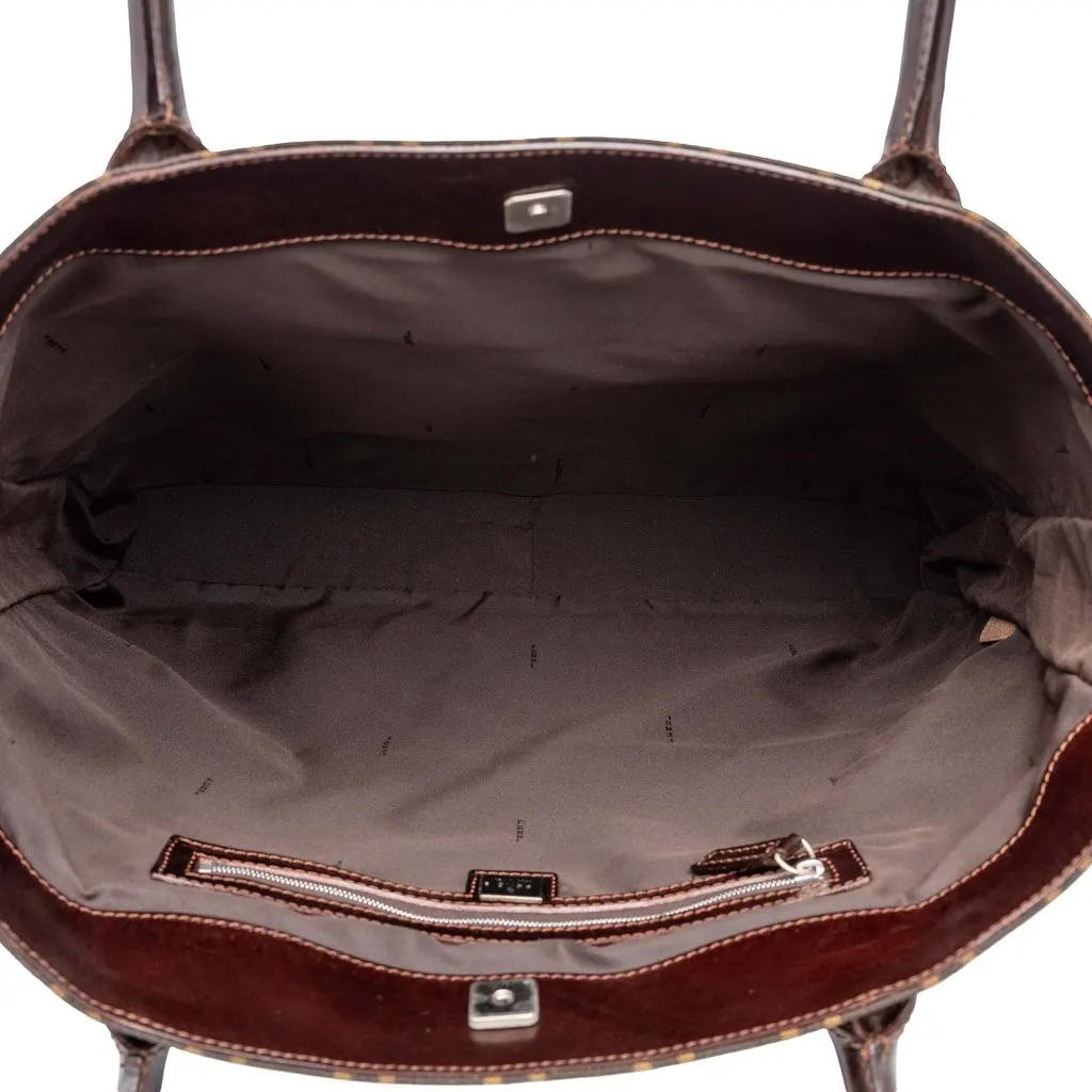 Fendi Large Zucca Canvas Tote Brown Canvas Good - Model View