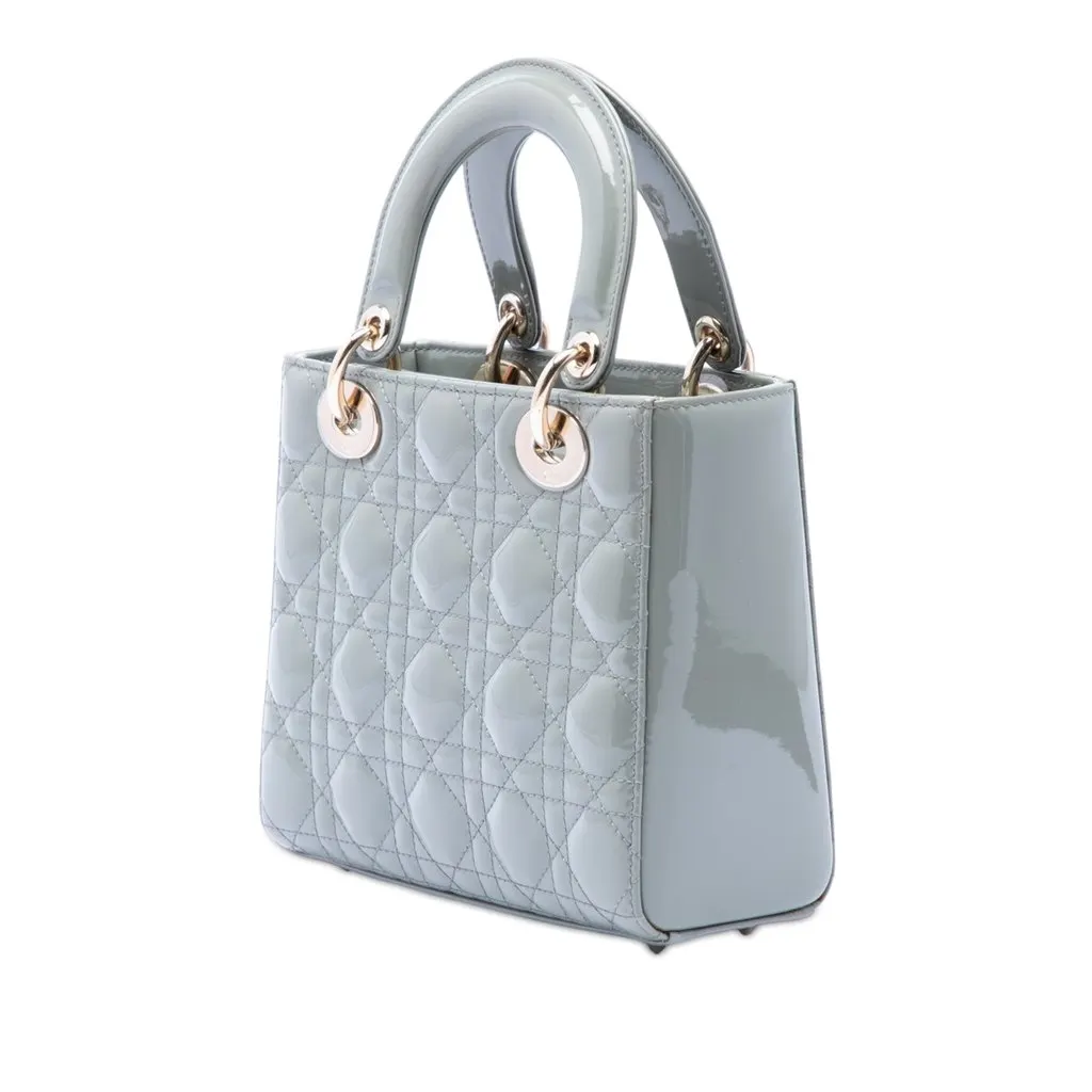 Dior Small Patent Cannage Lady Dior Grey Leather Very good - Back View