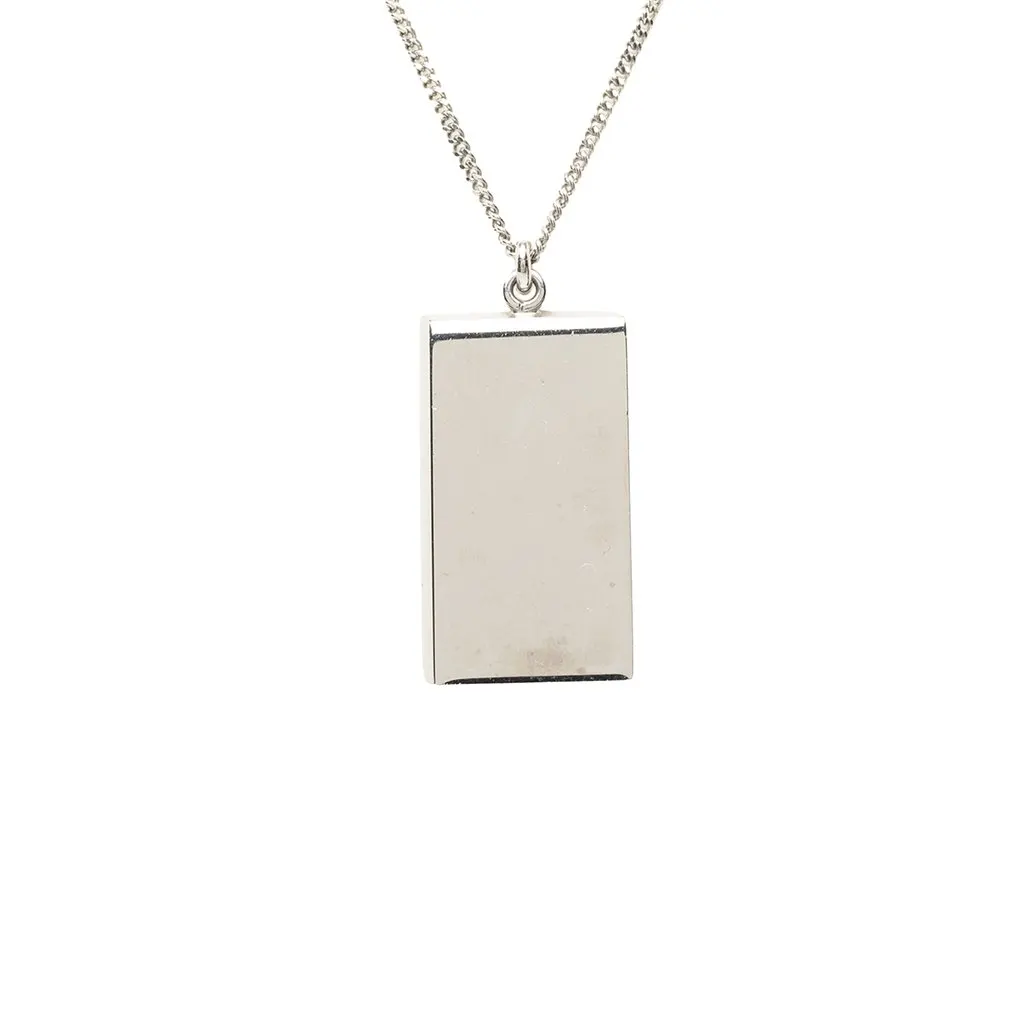 Louis Vuitton Brass Collier Plaque Damier Pendant Necklace Silver Brass Very good - Inside View