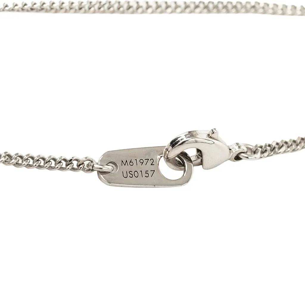 Louis Vuitton Brass Collier Plaque Damier Pendant Necklace Silver Brass Very good - Box View