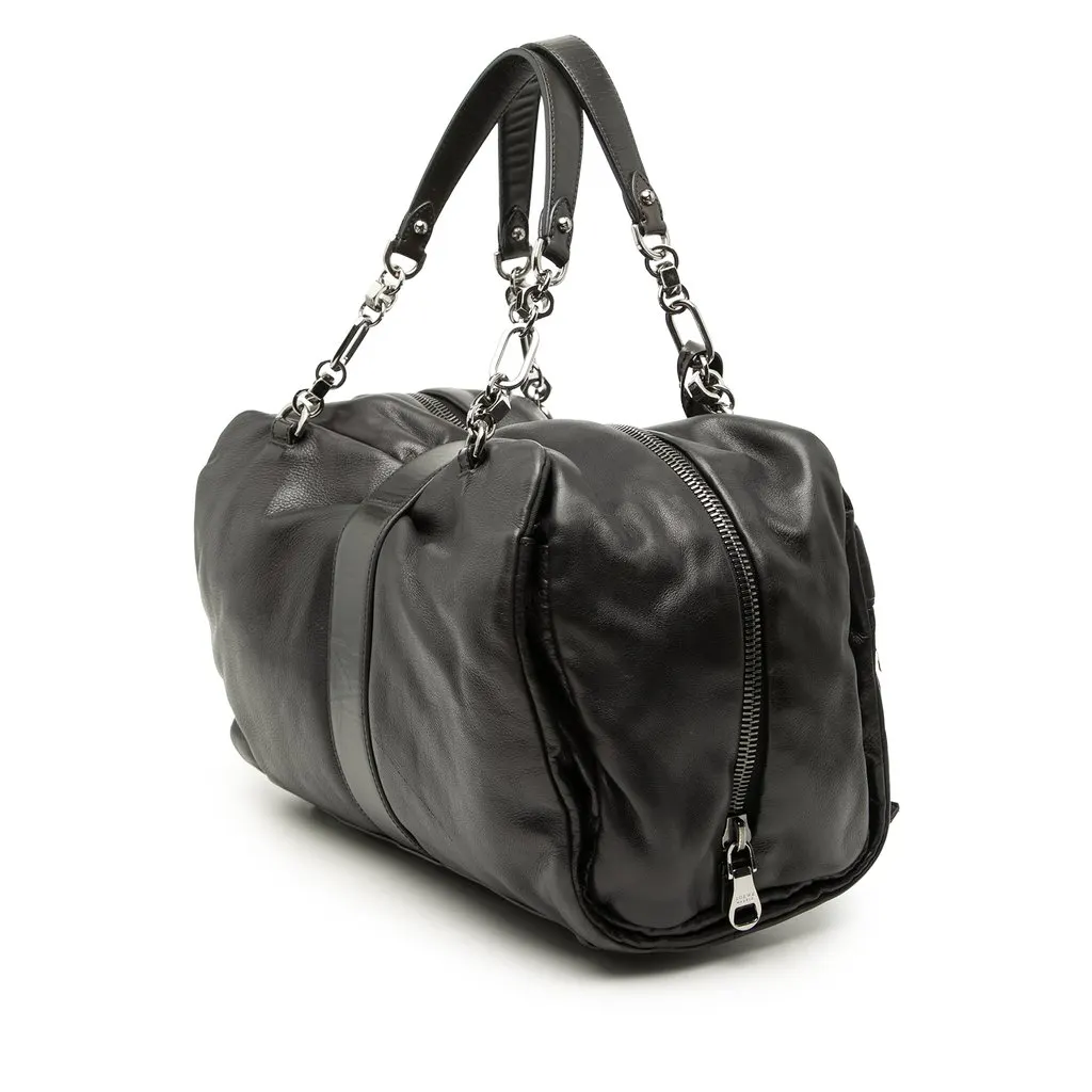 Loewe Leather Laura 33 Handbag Black Leather Very good - Back View