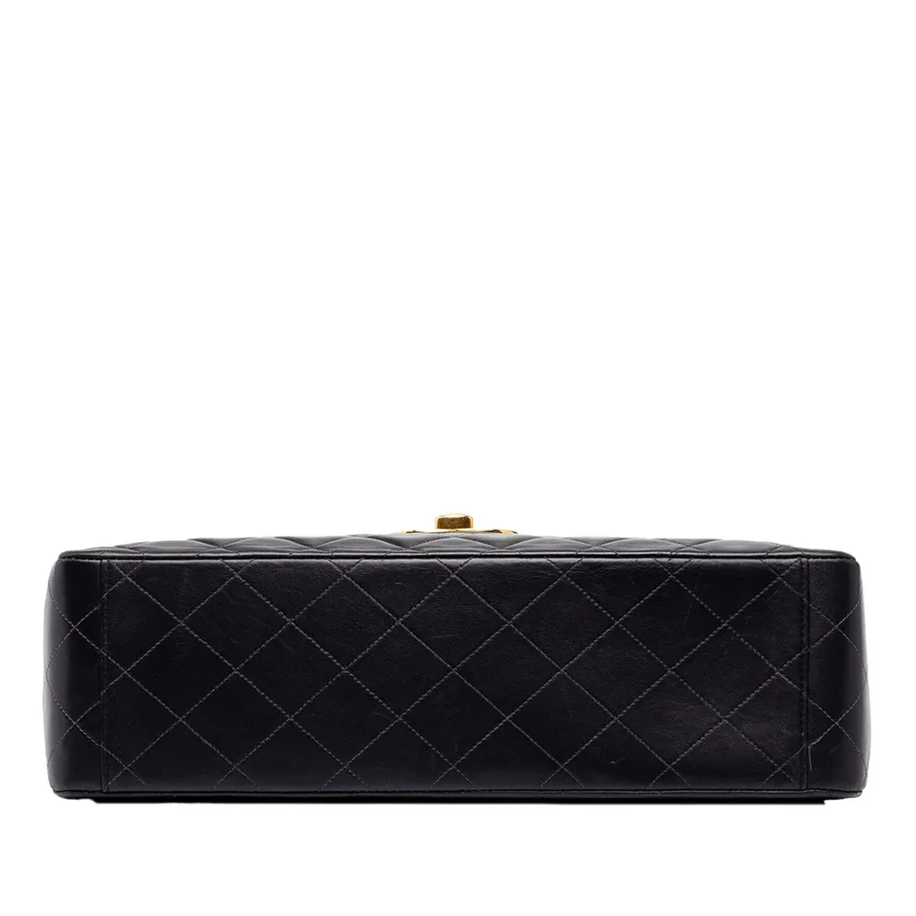 Chanel Maxi XL Classic Lambskin Single Flap Black Leather Good - Inside View