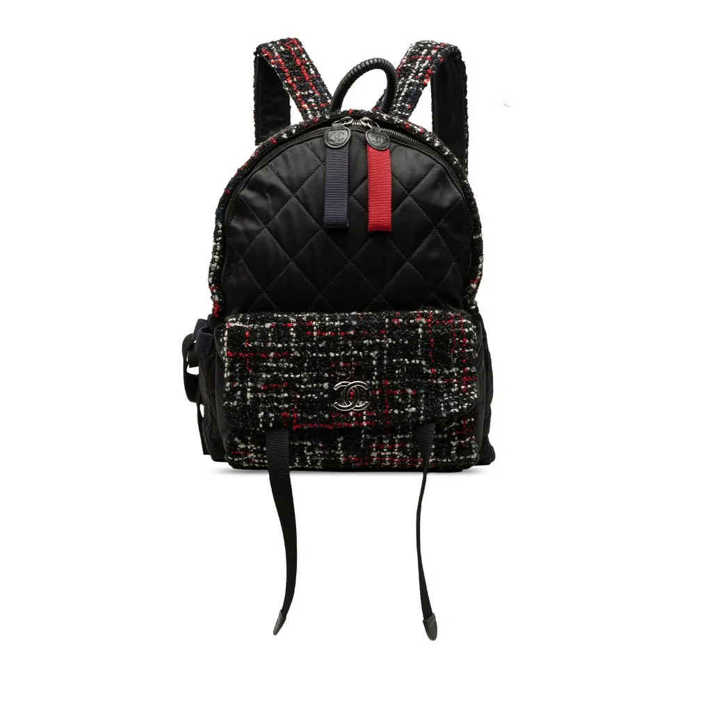 Chanel Quilted Nylon and Tweed Astronaut Essentials Backpack Black Very good - Front View