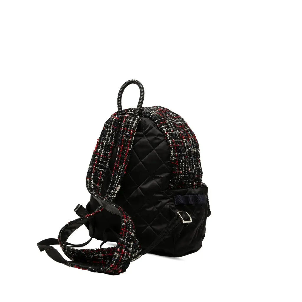 Chanel Quilted Nylon and Tweed Astronaut Essentials Backpack Black Very good - Back View