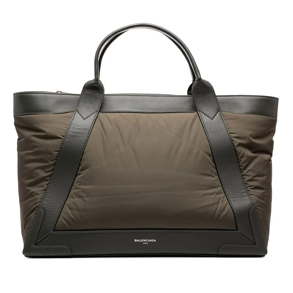 Balenciaga Nylon Navy Cabas Tote M Green Polyamide Good - Front View