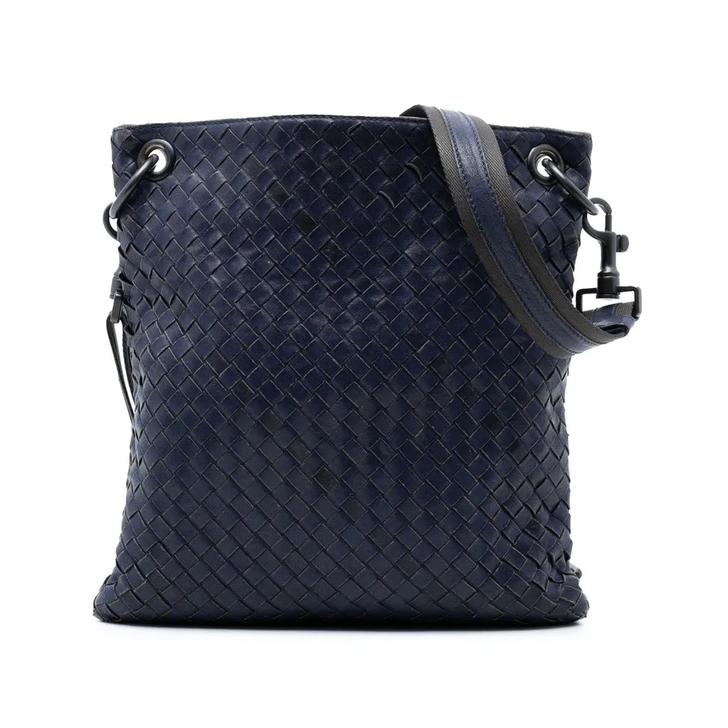 Bottega Veneta Nappa Intrecciato Crossbody Blue Leather Very good - Front View