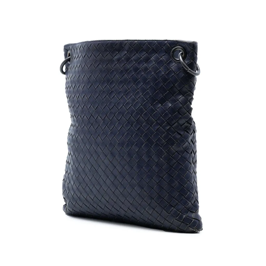 Bottega Veneta Nappa Intrecciato Crossbody Blue Leather Very good - Back View