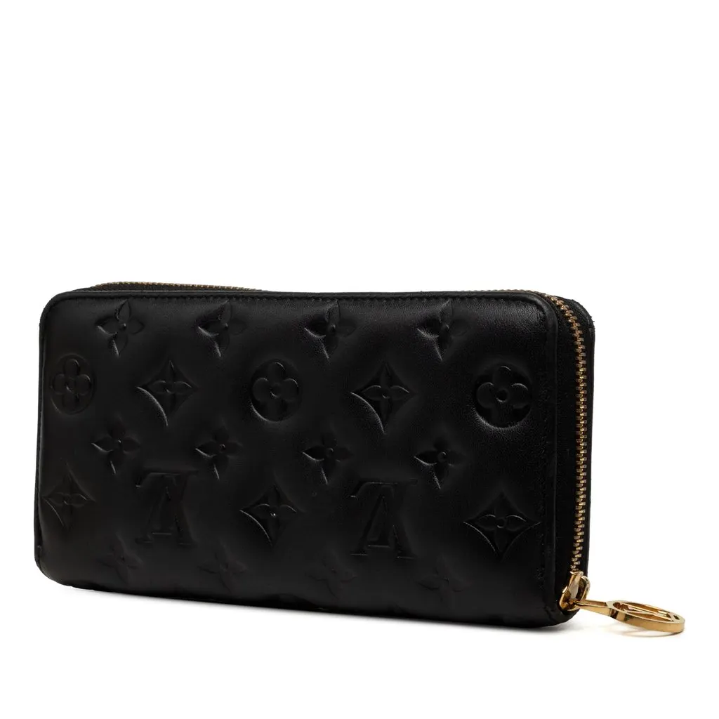 Louis Vuitton Monogram Embossed Lambskin Coussin Zippy Wallet Black Leather Very good - Back View