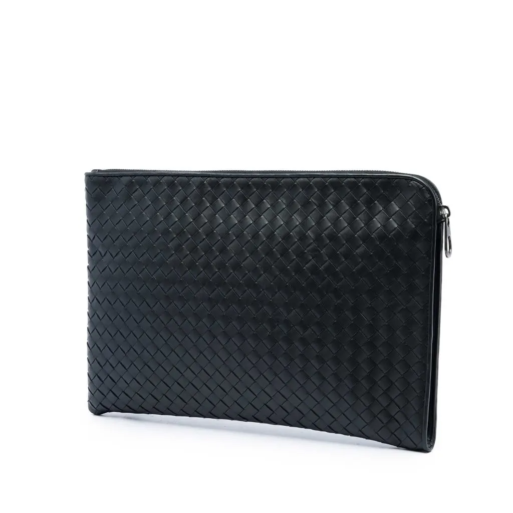 Bottega Veneta Medium Nappa Intrecciato Document Case Black Leather Very good - Back View