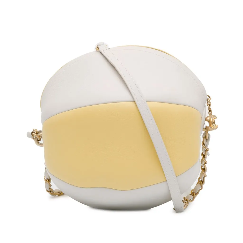 Chanel Calfskin Coco Beach Ball Bag Yellow Leather Very good - Front View