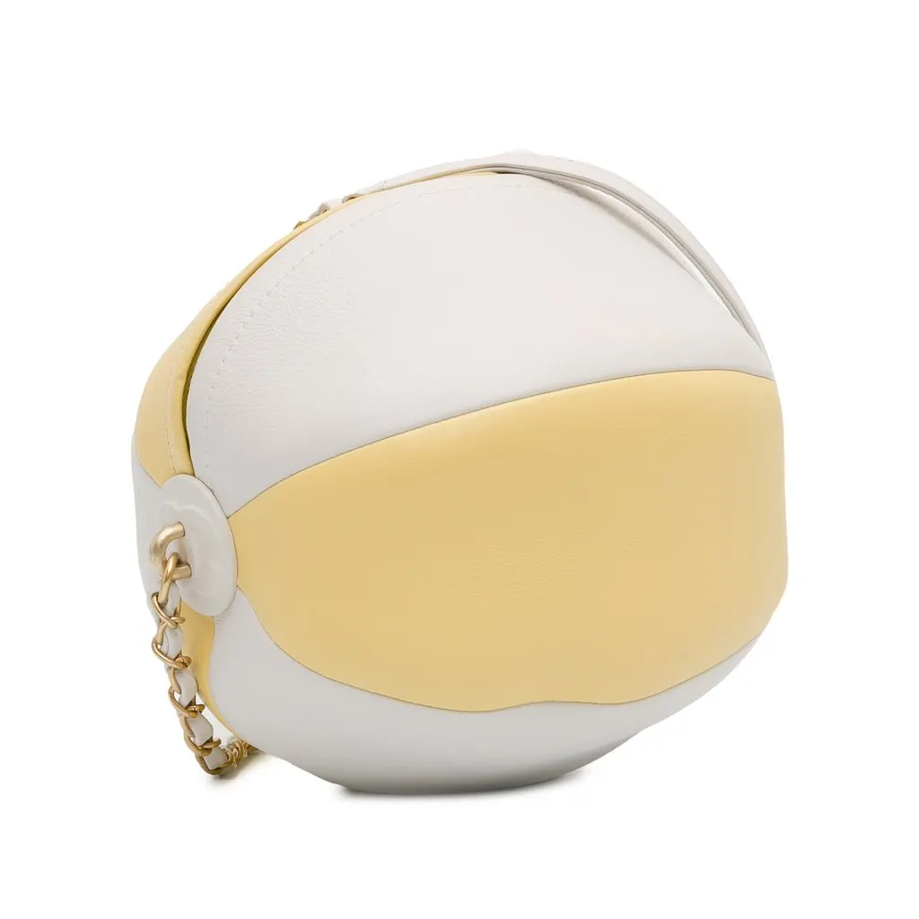 Chanel Calfskin Coco Beach Ball Bag Yellow Leather Very good - Back View
