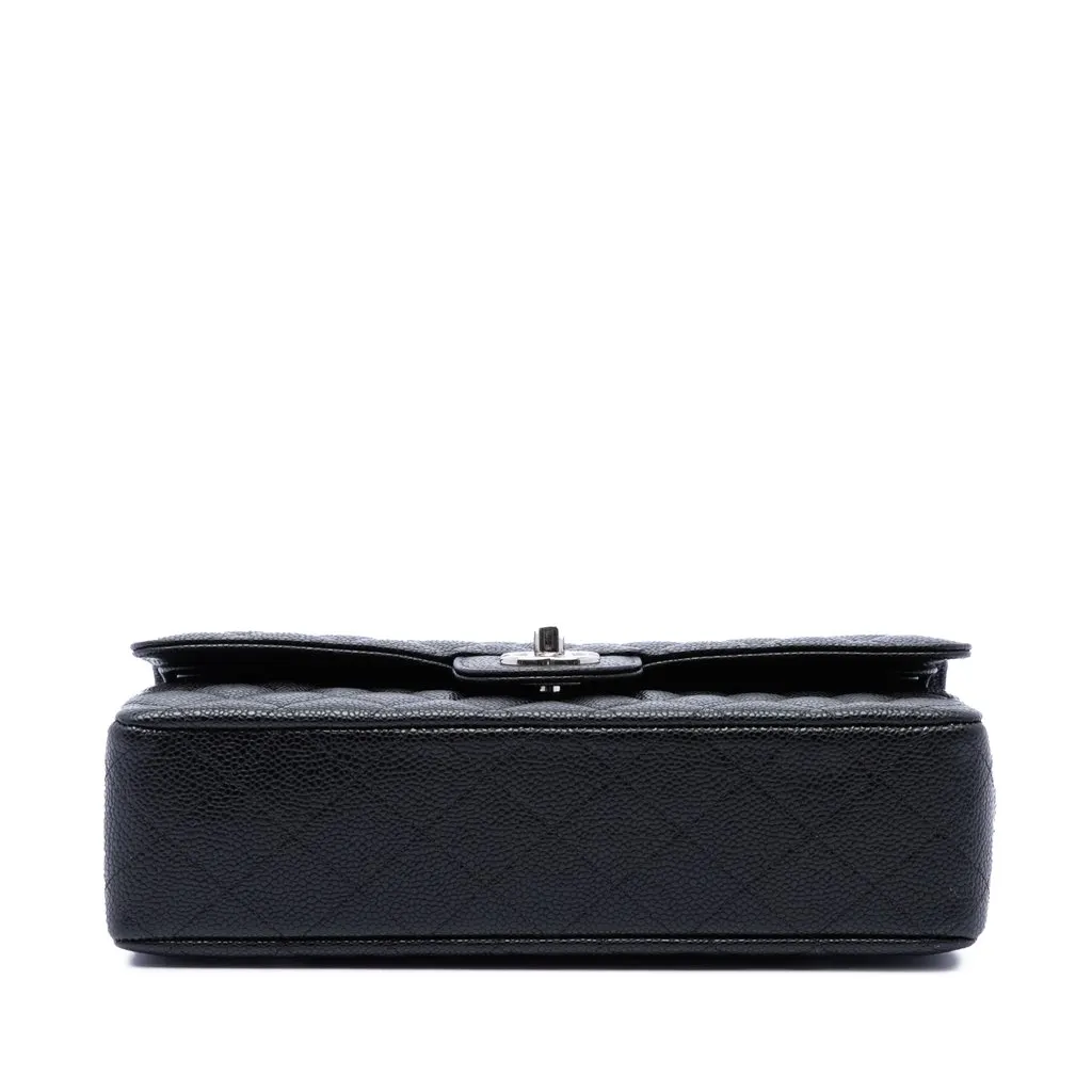 Chanel Medium Classic Caviar Double Flap Black Leather Good - Inside View