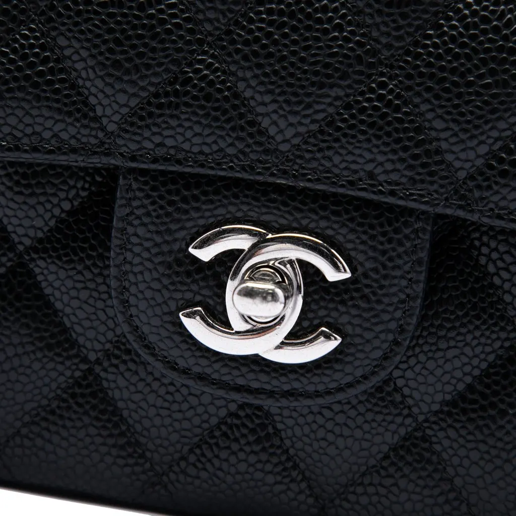 Chanel Medium Classic Caviar Double Flap Black Leather Good - Box View
