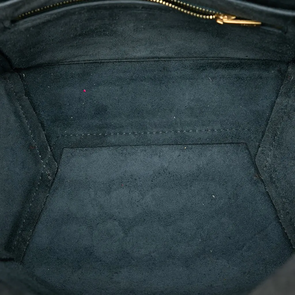 Celine Small Soft Grained Calfskin Seau Sangle Bucket Bag Blue Leather Very good - Model View