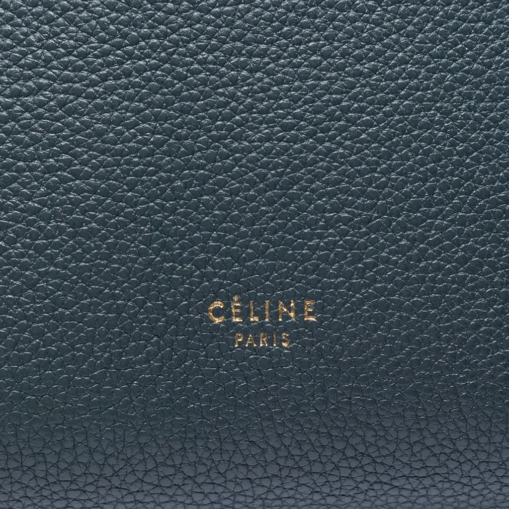 Celine Small Soft Grained Calfskin Seau Sangle Bucket Bag Blue Leather Very good - Box View