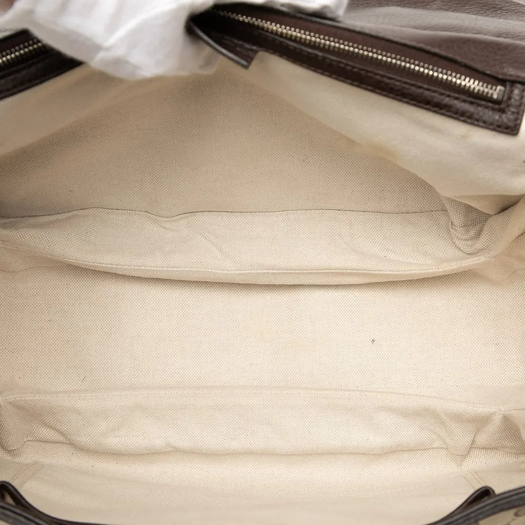 Gucci Large GG Canvas New Bamboo Top Handle Bag Beige Good - Model View