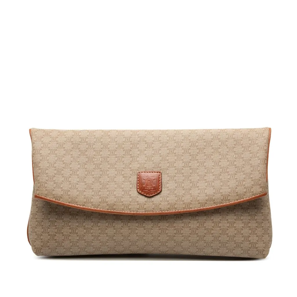 Celine Macadam Coated Canvas Clutch Beige Very good - Front View
