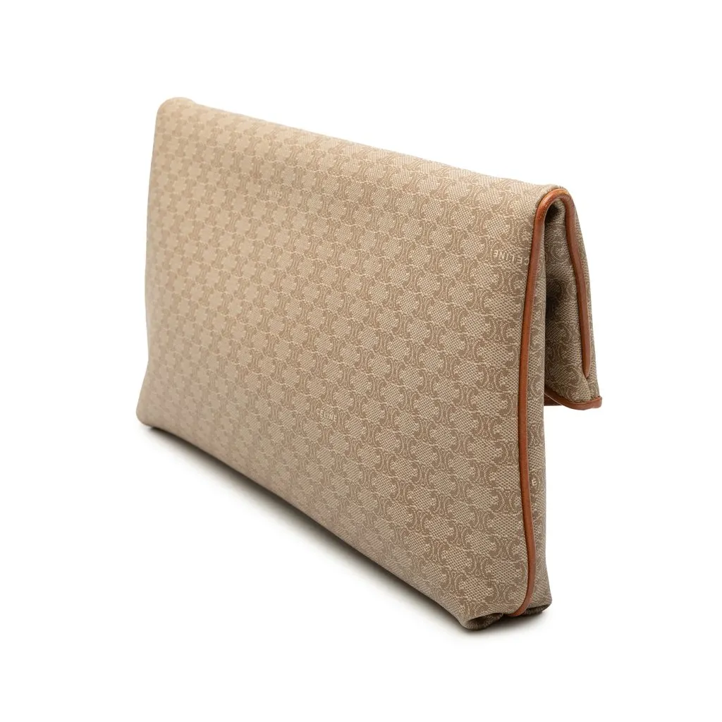 Celine Macadam Coated Canvas Clutch Beige Very good - Back View