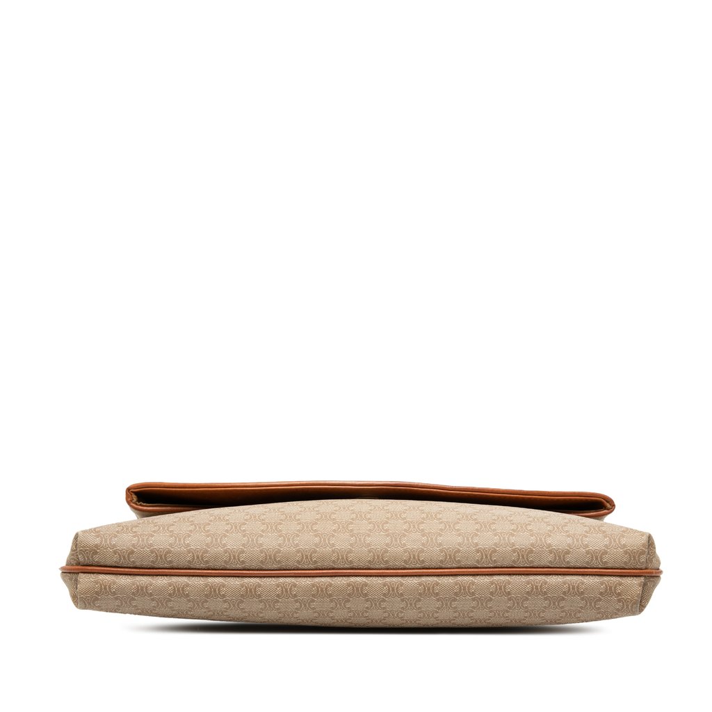 Celine Macadam Coated Canvas Clutch Beige Large | Pre-Owned