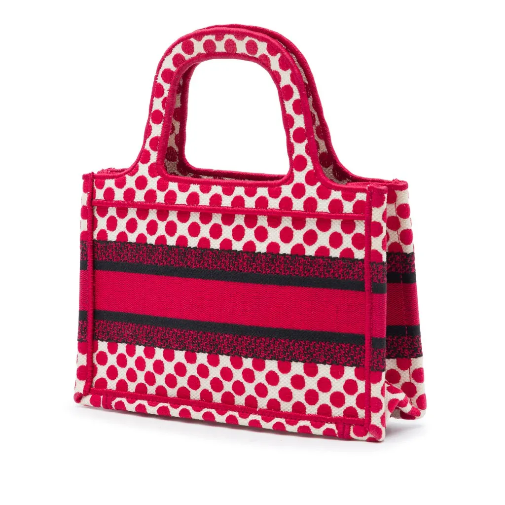 Dior DiorAmour Mini Embroidered Canvas Dots Book Tote Red Very good - Back View